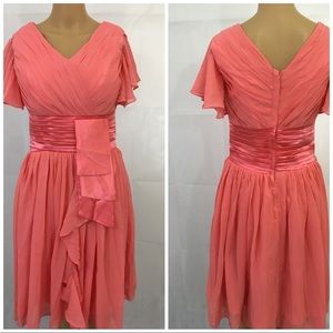 Cocktail swing dress solid peach color. Size 4